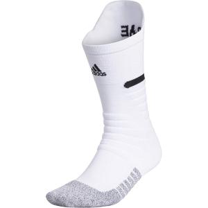 adidas Unisex Adizero Football Socks (1 Pair) Cushioned Crew for Men Women Kids Team Sports(White/Black)