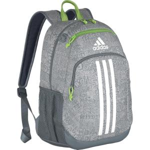 adidas Unisex Kid’s Creator School Backpack for Girls & Boys — Durable Bookbag, Black/White, OSFA(Adi Font Madness Stone Grey/Lucid Lime Green/White)