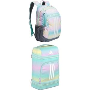 adidas Unisex Kid’s Creator School Backpack for Girls & Boys — Durable Bookbag, Black/White, OSFA(Gradient Flash Aqua + Flash Aqua/White)