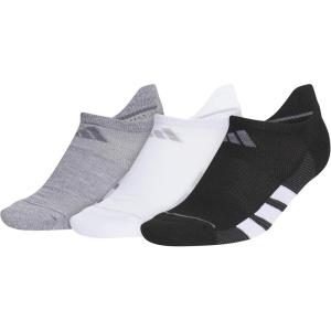 adidas Women’s All Day Training No Show Socks (3-Pair) athletic performance below ankle height running socks(Grey/White/Black)