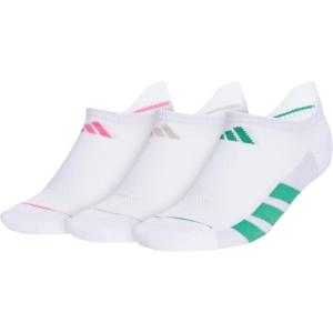 adidas Women’s All Day Training No Show Socks (3-Pair) athletic performance below ankle height running socks(White/Pink Fusion/Wonder Alumina Grey)