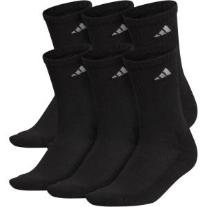 adidas Women’s Athletic Cushioned Crew Socks with Arch Support, 6-Pack, Durable, Moisture-Wicking(Black)