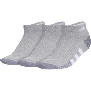 adidas Women’s Cushioned Low Cut Socks with Arch Compression (3 Pairs)(Cool Light Heather/Powder Yellow/Violet Tone Purple)