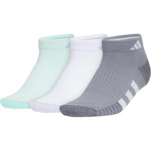 adidas Women’s Cushioned Low Cut Socks with Arch Compression (3 Pairs)(Halo Mint Green/White/Grey)