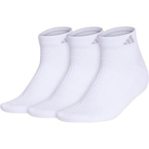 adidas Women’s Cushioned Low Cut Socks with Arch Compression (3 Pairs)(White/Clear Onix Grey)