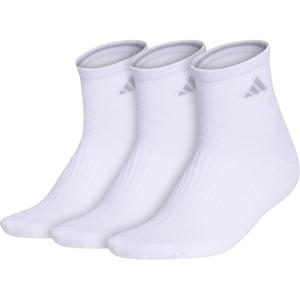 adidas Women’s Cushioned Quarter Socks (3-Pair) with Arch Compression(White/Clear Onix Grey)