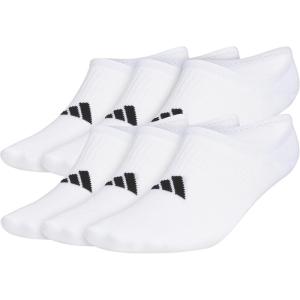 adidas mens Superlite 3.0 Super No Show Socks (6-pair) Ultra Low-profile, Arch Compression for Secure Fit(White/Black)