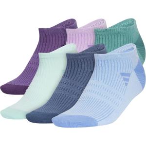 adidas womens Superlite No Show Socks (6-pair Pack) Low Profile Below Ankle(Aurora Plum Purple/Powder Plum Purple/Powder Teal Green)