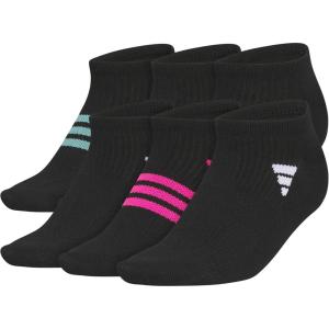 adidas womens Superlite No Show Socks (6-pair Pack) Low Profile Below Ankle(Black/Powder Teal Green/Blue Fusion)