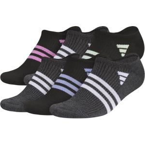 adidas womens Superlite No Show Socks (6-pair Pack) Low Profile Below Ankle(Black/Pulse Lilac Purple/White)