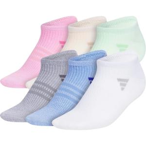 adidas womens Superlite No Show Socks (6-pair Pack) Low Profile Below Ankle(Bliss Pink/Crystal Sand Beige/Semi Green Spark)