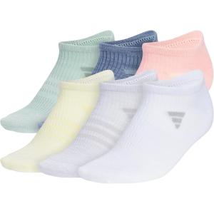 adidas womens Superlite No Show Socks (6-pair Pack) Low Profile Below Ankle(Hazy Green/Preloved Ink Blue/Semi Pink Spark)