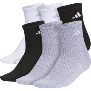 adidas womens Superlite Quarter Ankle Socks (6-pair Pack)(White/Black/Grey)