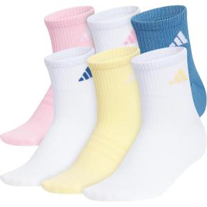 adidas womens Superlite Quarter Ankle Socks (6-pair Pack)(White/Semi Ice Tangerine Orange/Dusky Ink Blue)