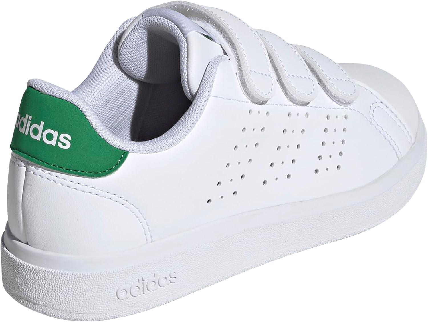 imageAdidas UnisexChild Advantage Base 20 Hook ampamp LoopWhiteWhiteGreen