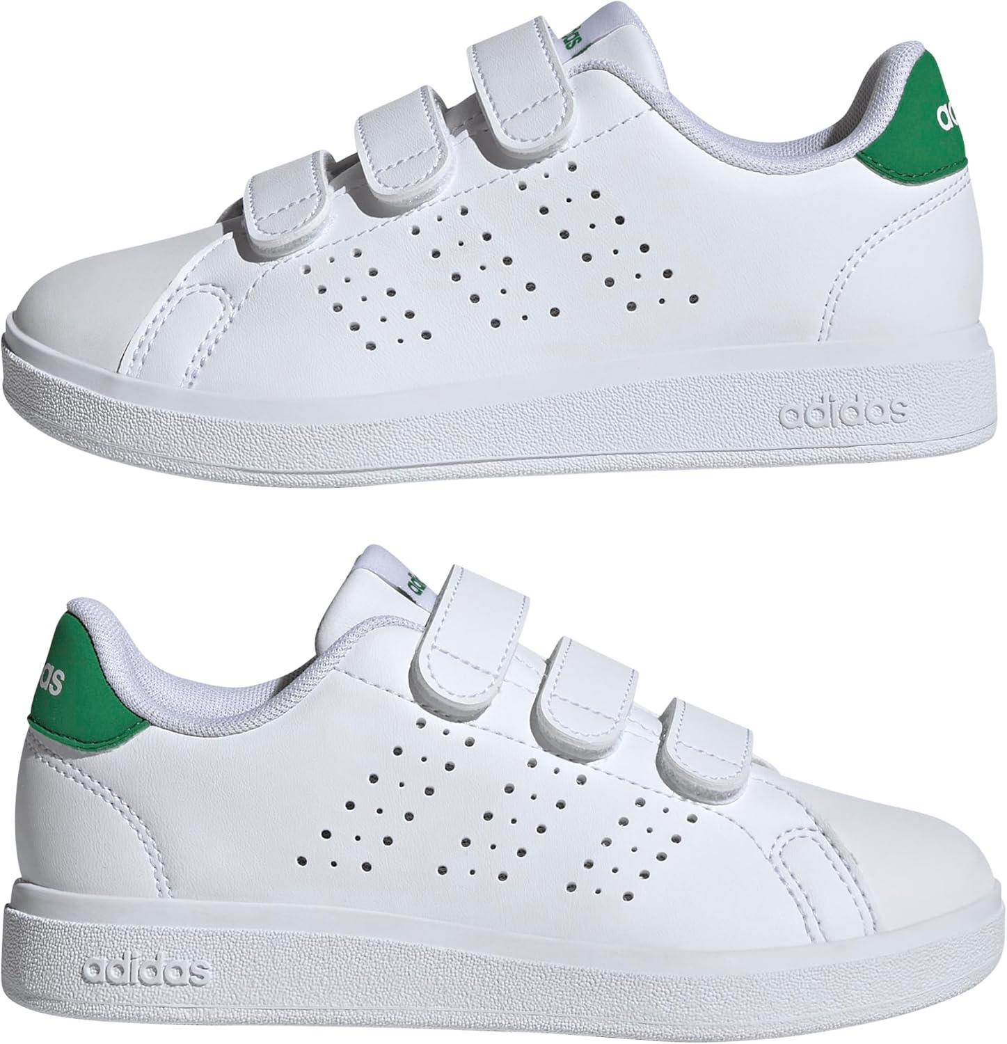imageAdidas UnisexChild Advantage Base 20 Hook ampamp LoopWhiteWhiteGreen
