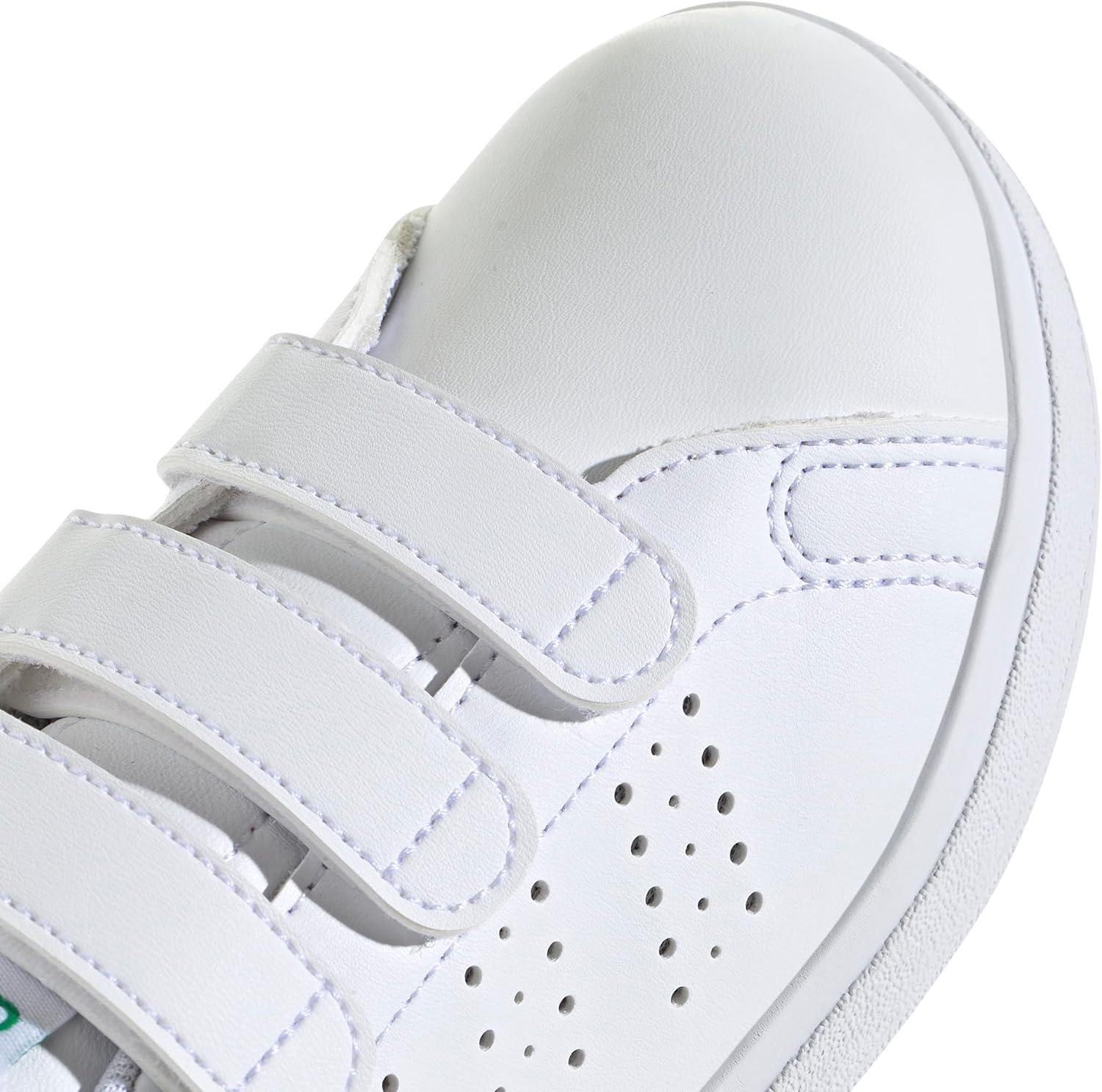 imageAdidas UnisexChild Advantage Base 20 Hook ampamp LoopWhiteWhiteGreen