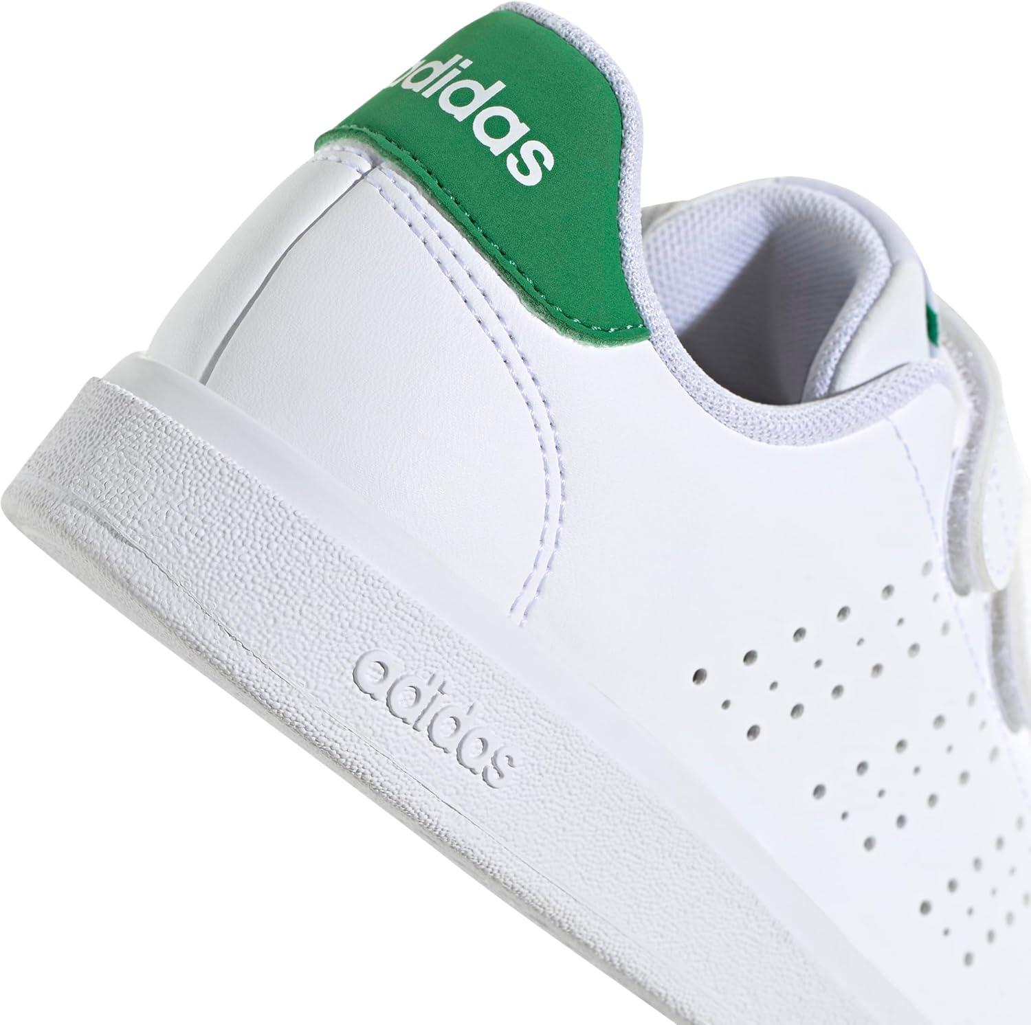 imageAdidas UnisexChild Advantage Base 20 Hook ampamp LoopWhiteWhiteGreen