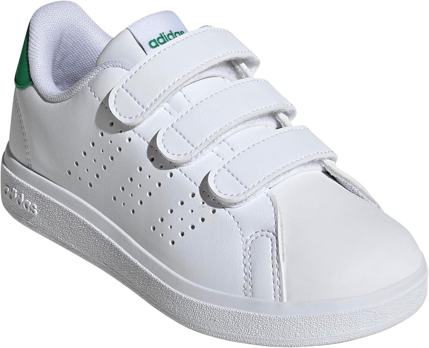 imageAdidas UnisexChild Advantage Base 20 Hook ampamp LoopWhiteWhiteGreen