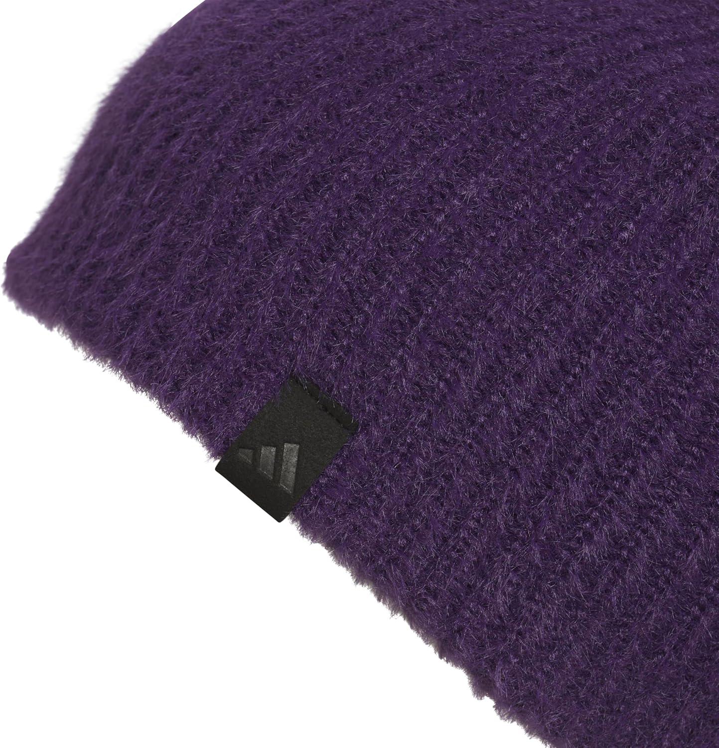 imageAdidas Womens Beanie Lifestyle Standard Fit Winter Knit HatAurora Plum PurpleBlack
