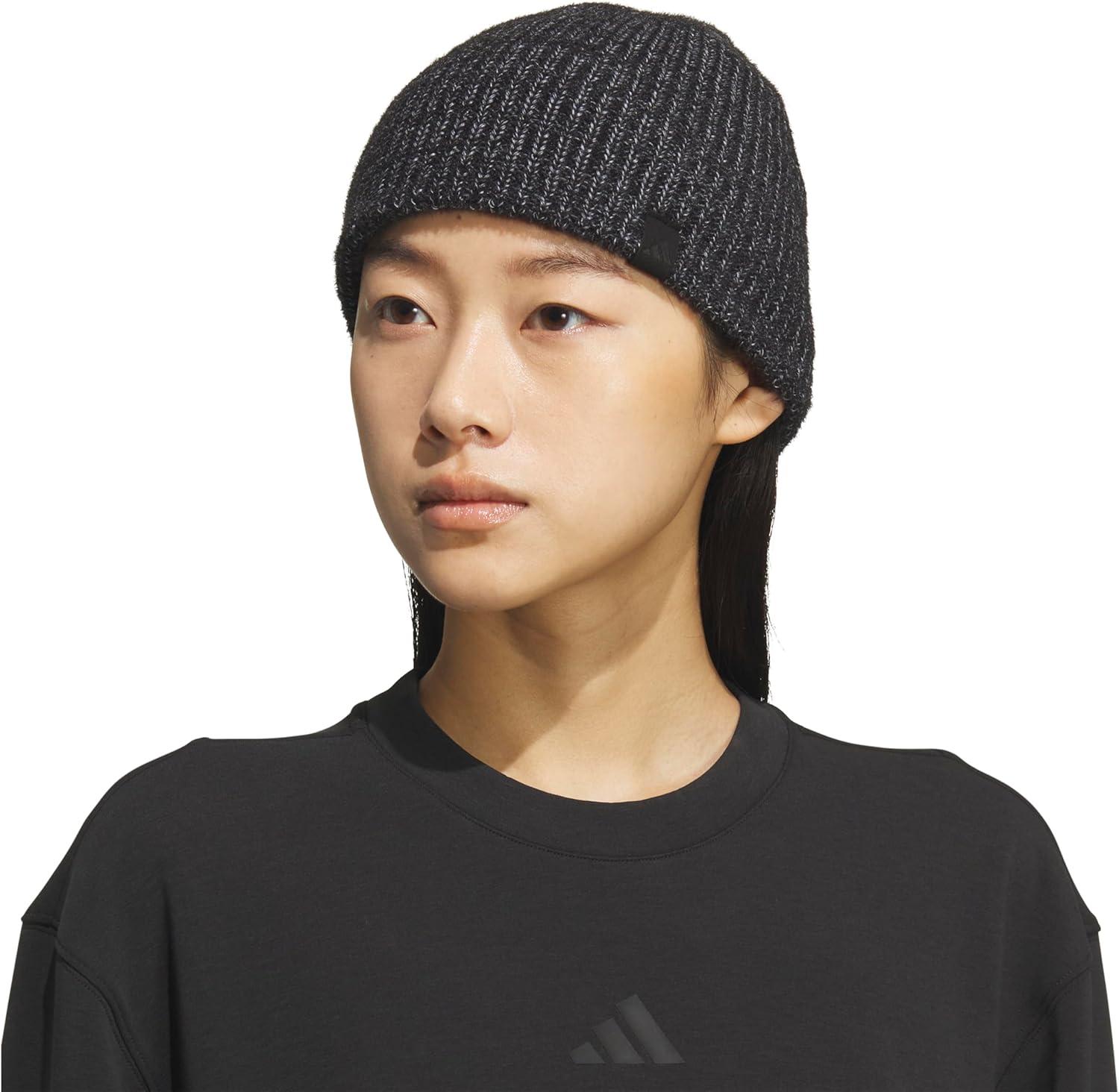 imageAdidas Womens Beanie Lifestyle Standard Fit Winter Knit HatBlackGreyBlack