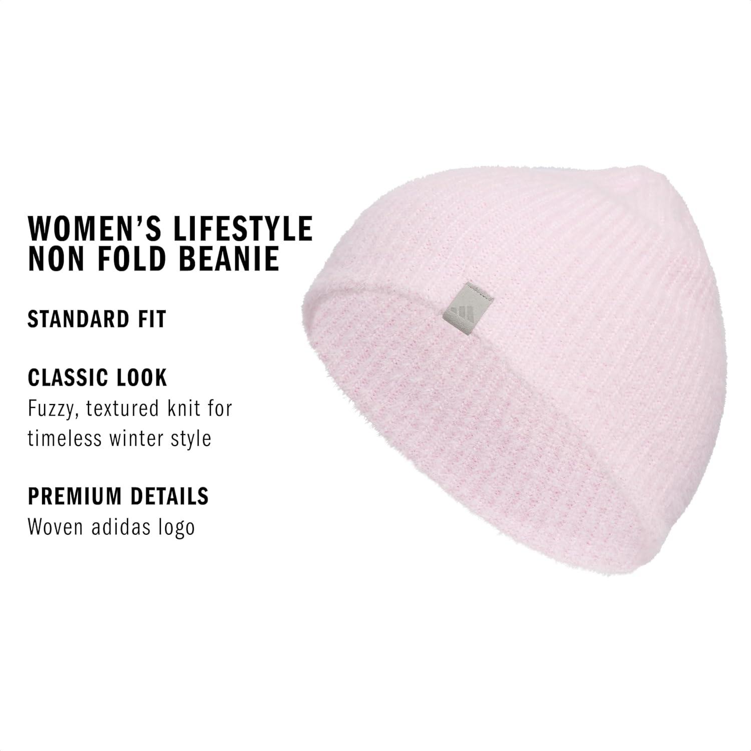 imageAdidas Womens Beanie Lifestyle Standard Fit Winter Knit HatClear PinkMgh Solid Grey