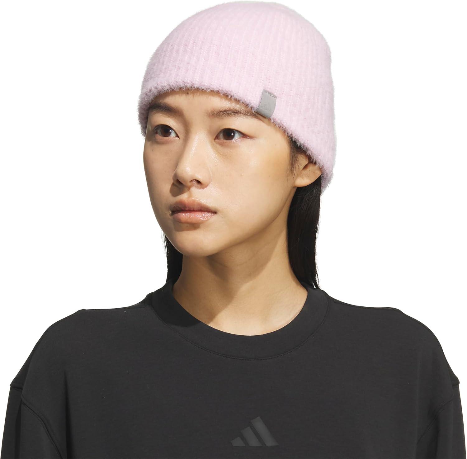 imageAdidas Womens Beanie Lifestyle Standard Fit Winter Knit HatClear PinkMgh Solid Grey