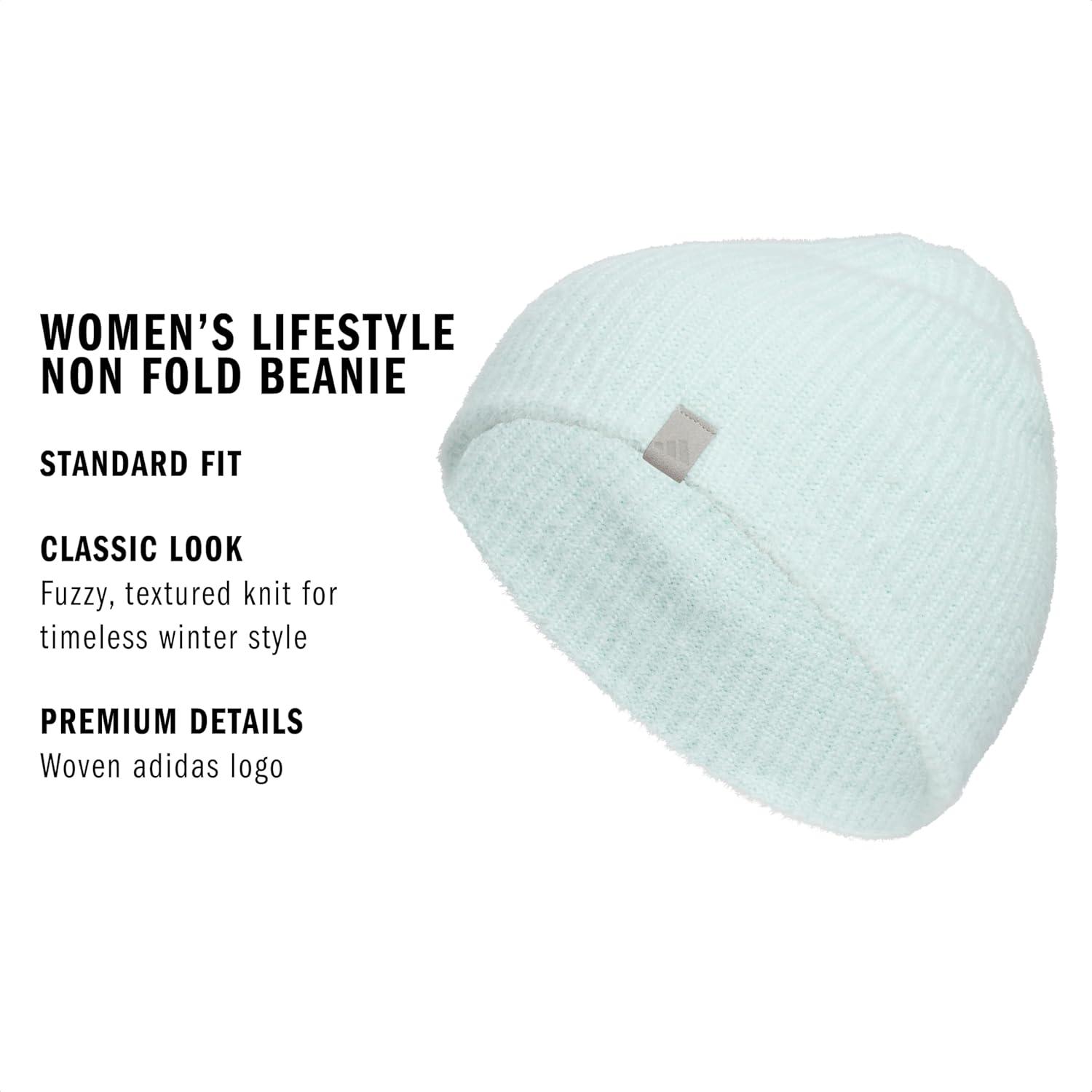 imageAdidas Womens Beanie Lifestyle Standard Fit Winter Knit HatHalo Mint GreenMgh Solid Grey
