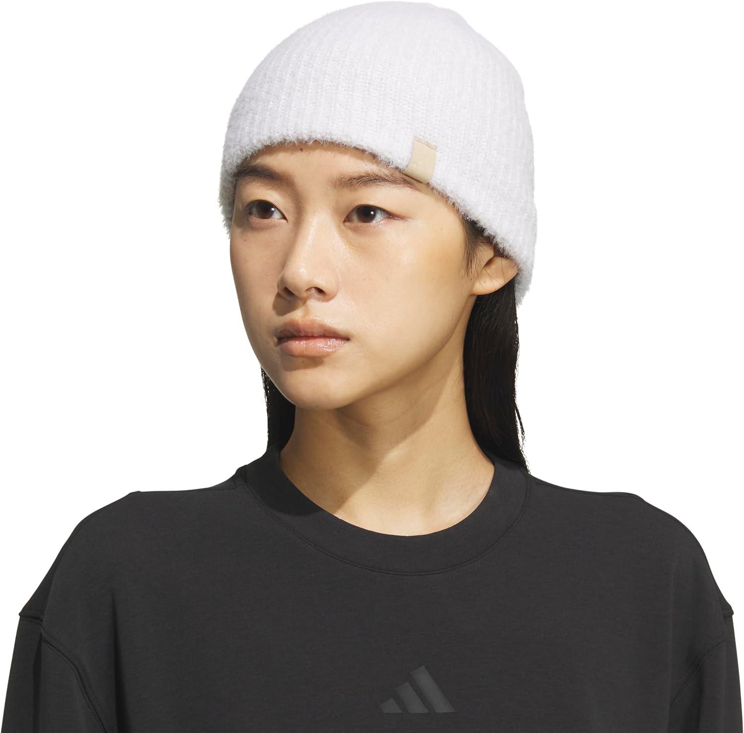 imageAdidas Womens Beanie Lifestyle Standard Fit Winter Knit HatWhiteWonder Alumina GreyHemp Beige