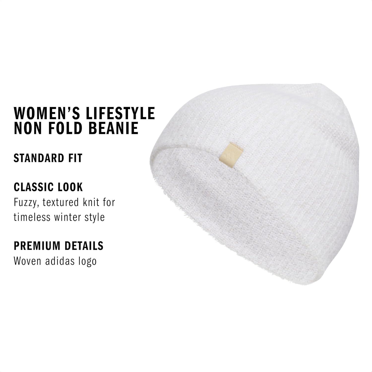 imageAdidas Womens Beanie Lifestyle Standard Fit Winter Knit HatWhiteWonder Alumina GreyHemp Beige