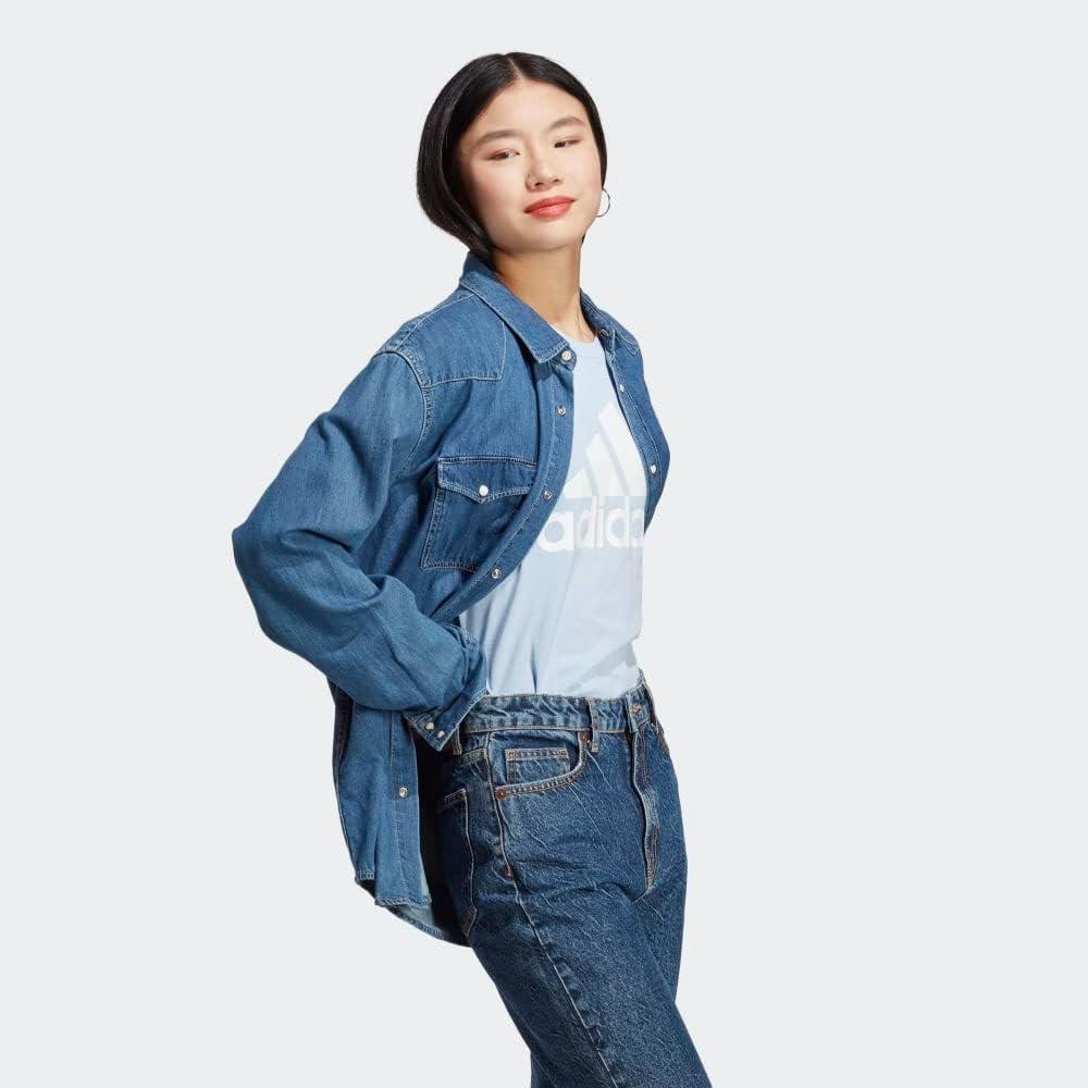 imageAdidas Womens Essentials Logo TeeBlue DawnWhite