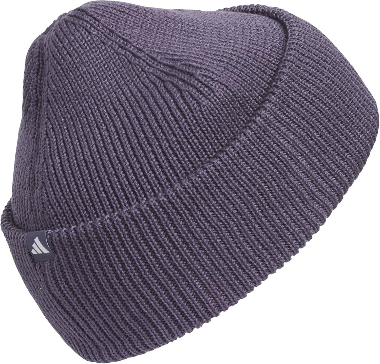 imageAdidas Womens Premium Cuffed Beanie Tall Fit Knit Winter HatPreloved VioletClear Granite GreyWhite