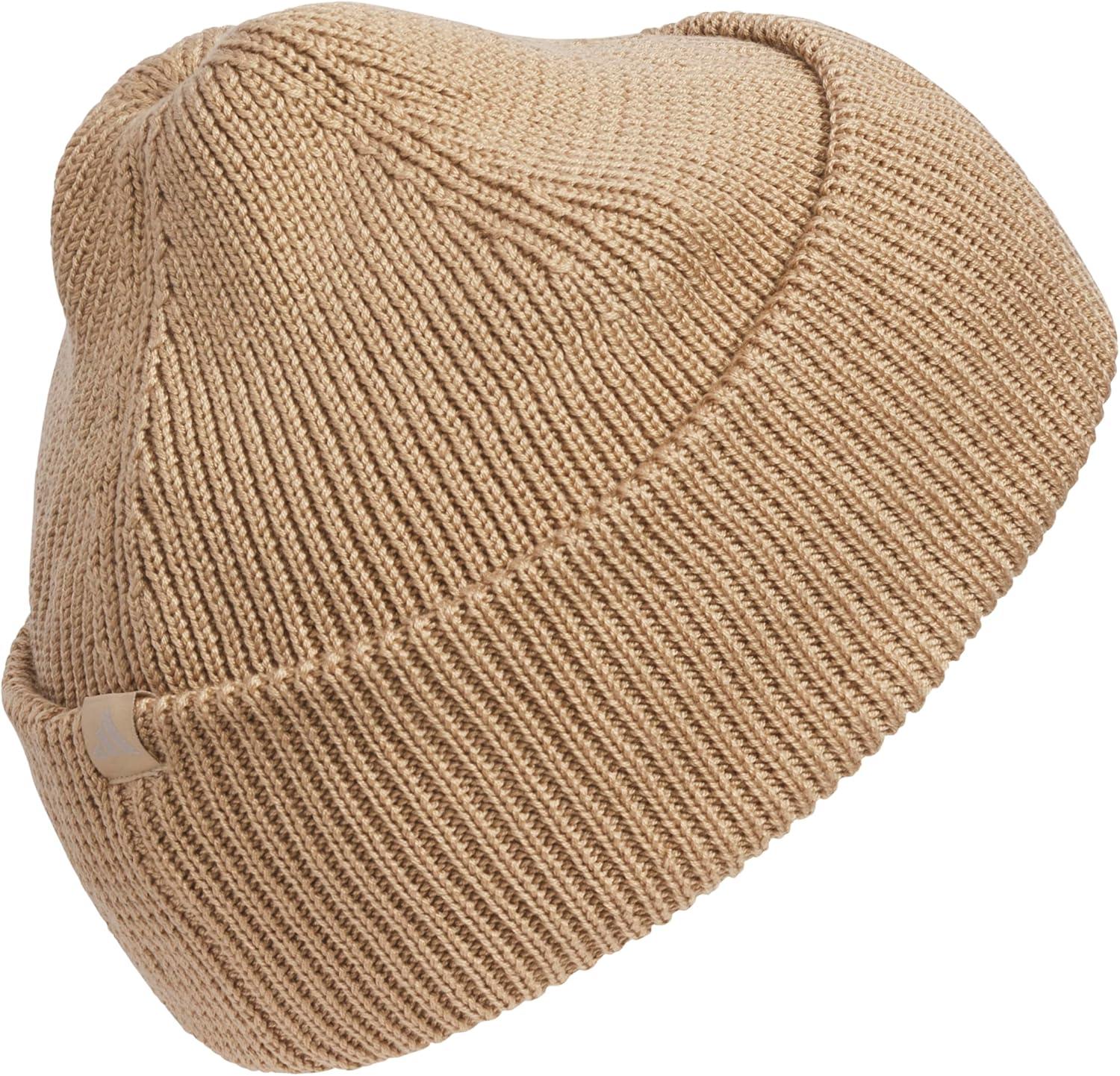 imageAdidas Womens Premium Cuffed Beanie Tall Fit Knit Winter HatWarm Sandstone BeigeCream White