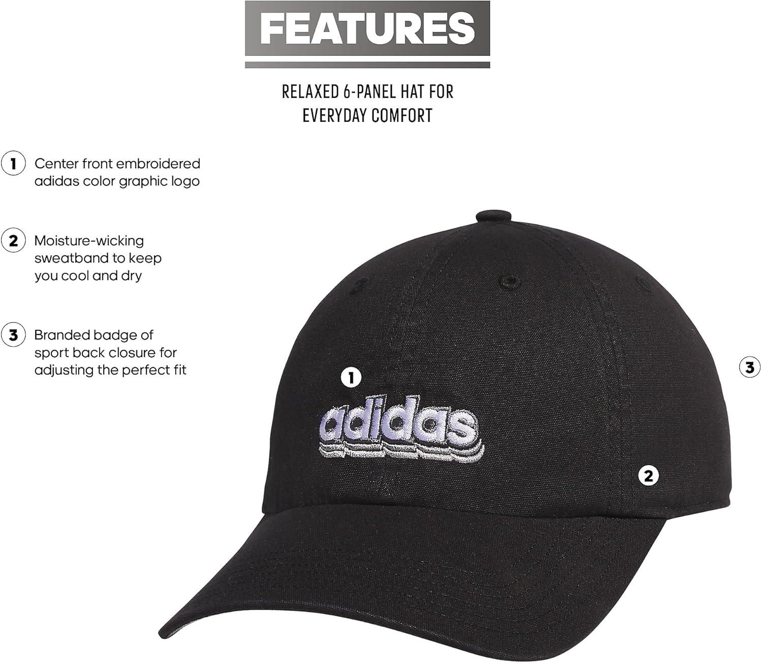 imageAdidas Womens Saturday Baseball Cap Adjustable Cotton Hat Athletic Relaxed FitBlackOnix GreyGrey20Graphic