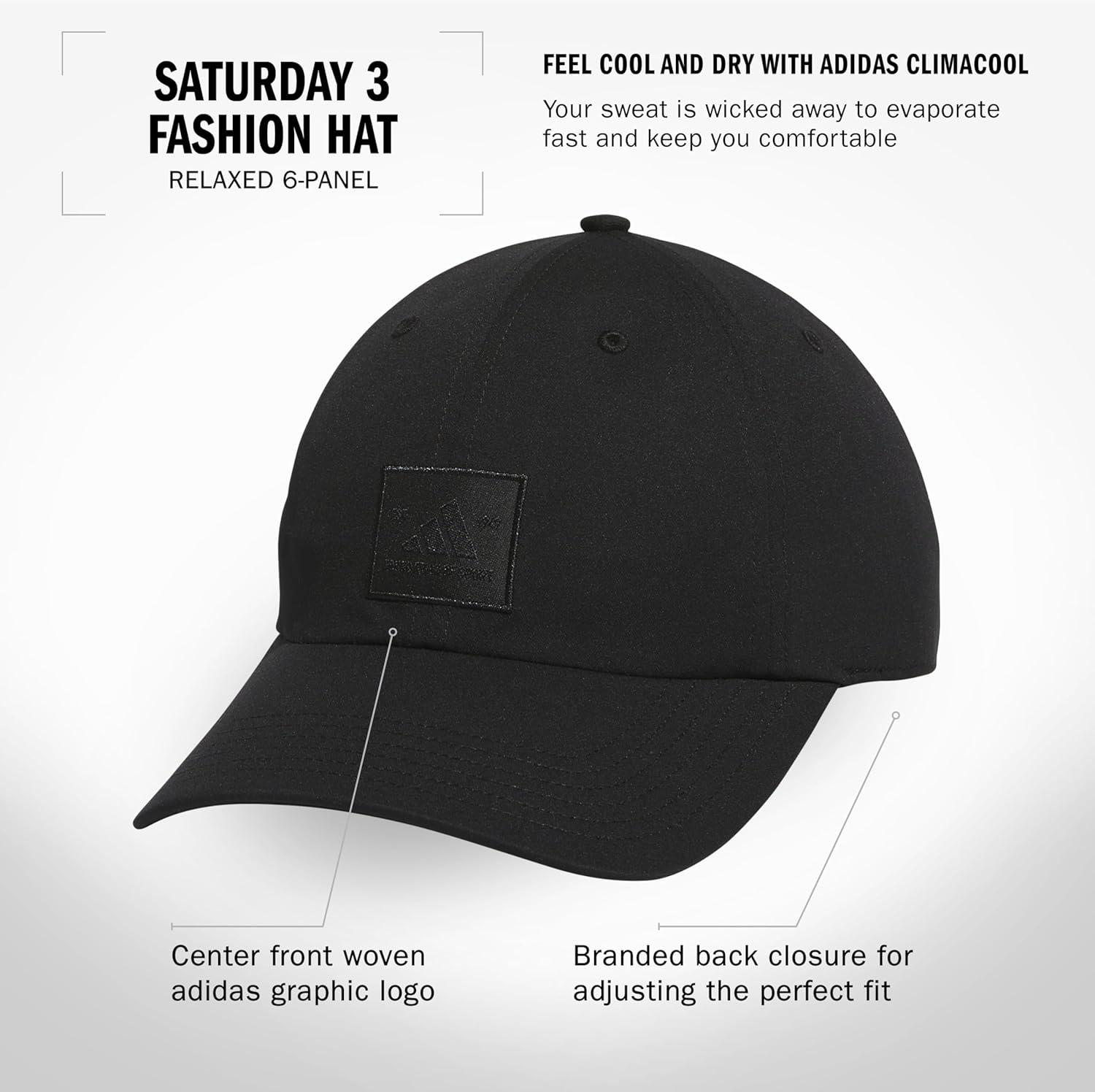 imageAdidas Womens Saturday Baseball Cap Adjustable Cotton Hat Athletic Relaxed FitBlackWhite
