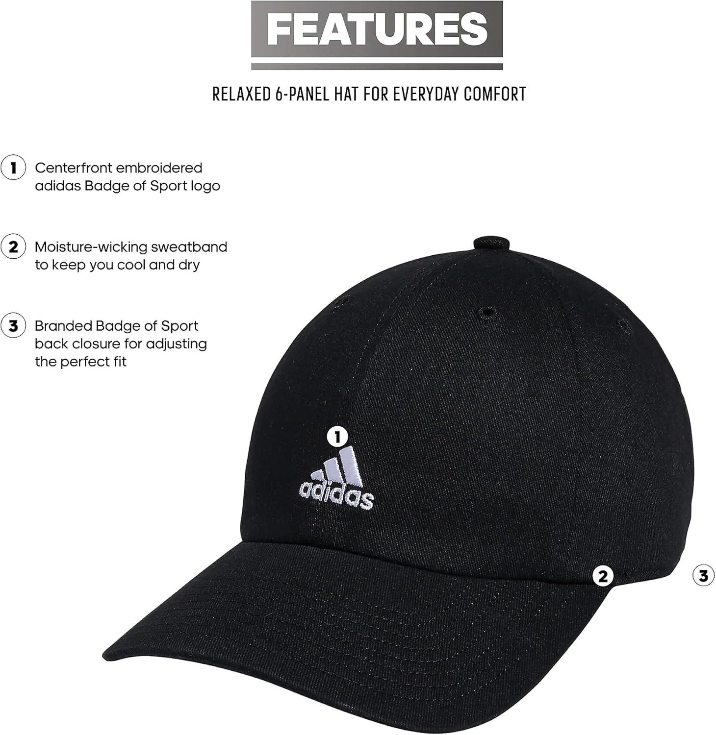 imageAdidas Womens Saturday Baseball Cap Adjustable Cotton Hat Athletic Relaxed FitBlackWhite20