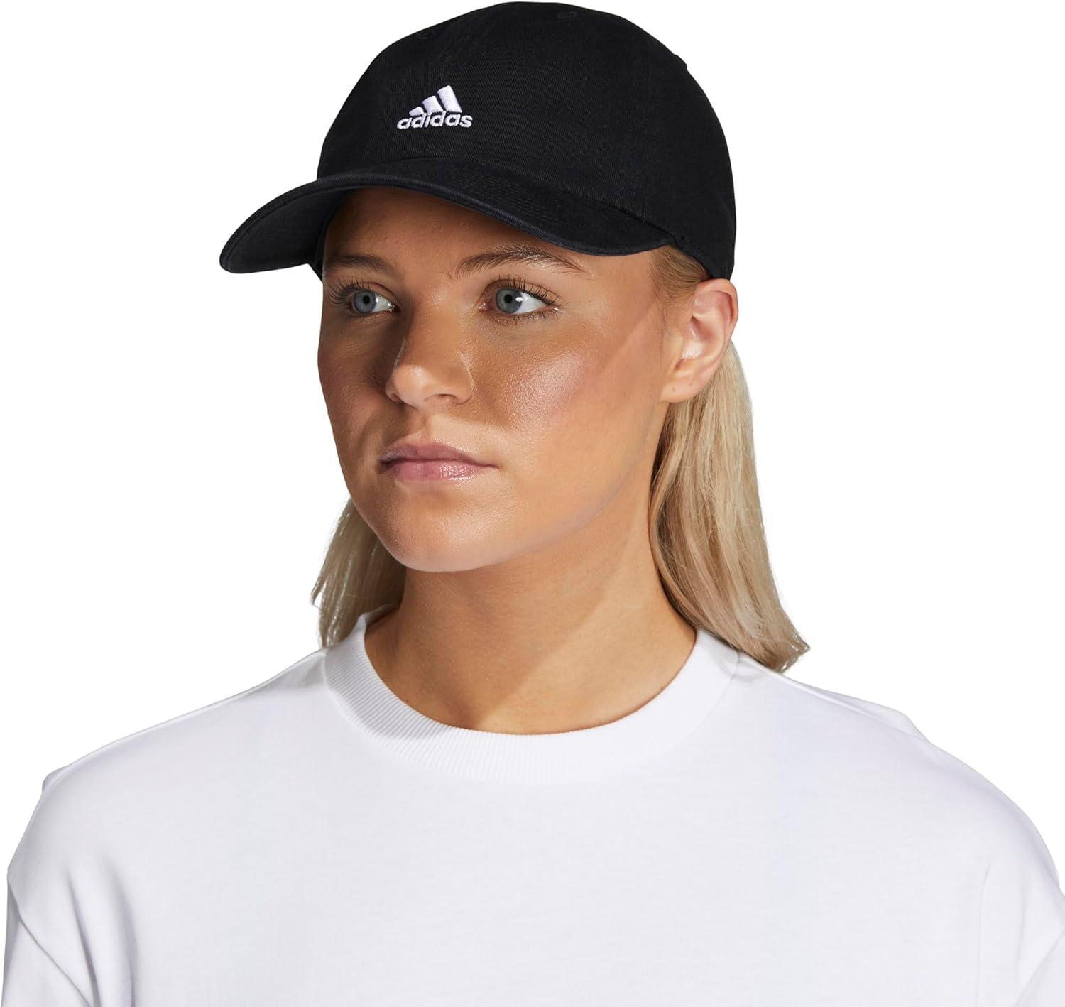 imageAdidas Womens Saturday Baseball Cap Adjustable Cotton Hat Athletic Relaxed FitBlackWhite20