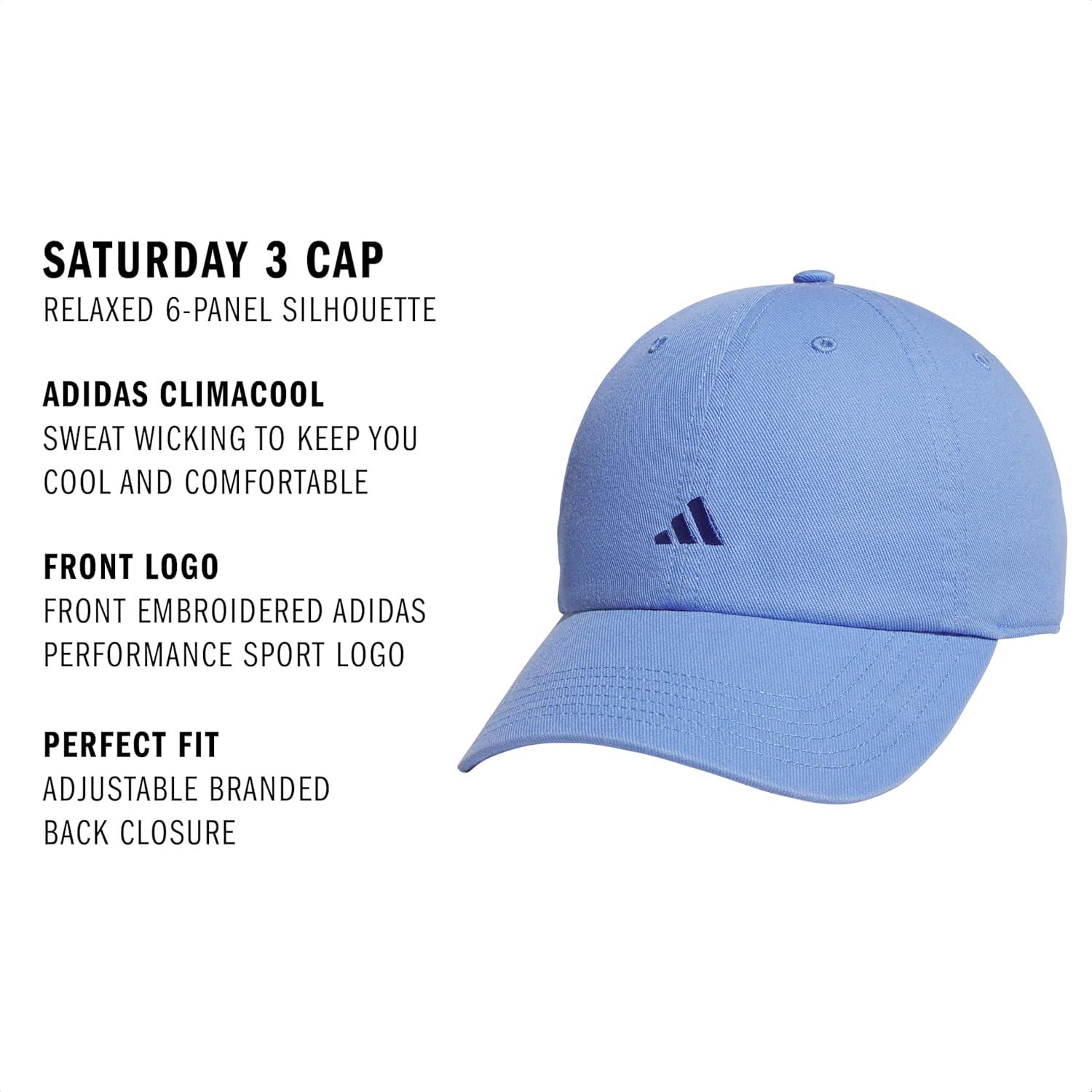 imageAdidas Womens Saturday Baseball Cap Adjustable Cotton Hat Athletic Relaxed FitBlue FusionHires Blue30
