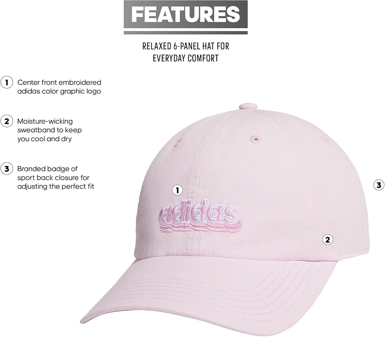 imageAdidas Womens Saturday Baseball Cap Adjustable Cotton Hat Athletic Relaxed FitClear PinkWhiteBliss Pink20Graphic