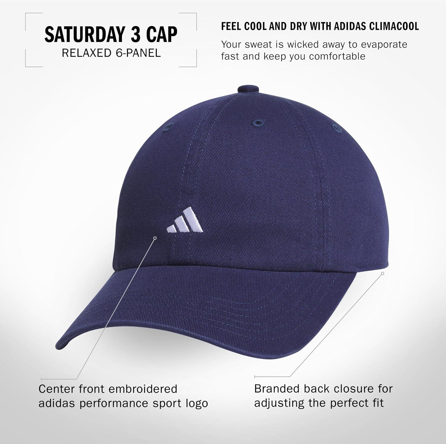 imageAdidas Womens Saturday Baseball Cap Adjustable Cotton Hat Athletic Relaxed FitDark BlueWhite30