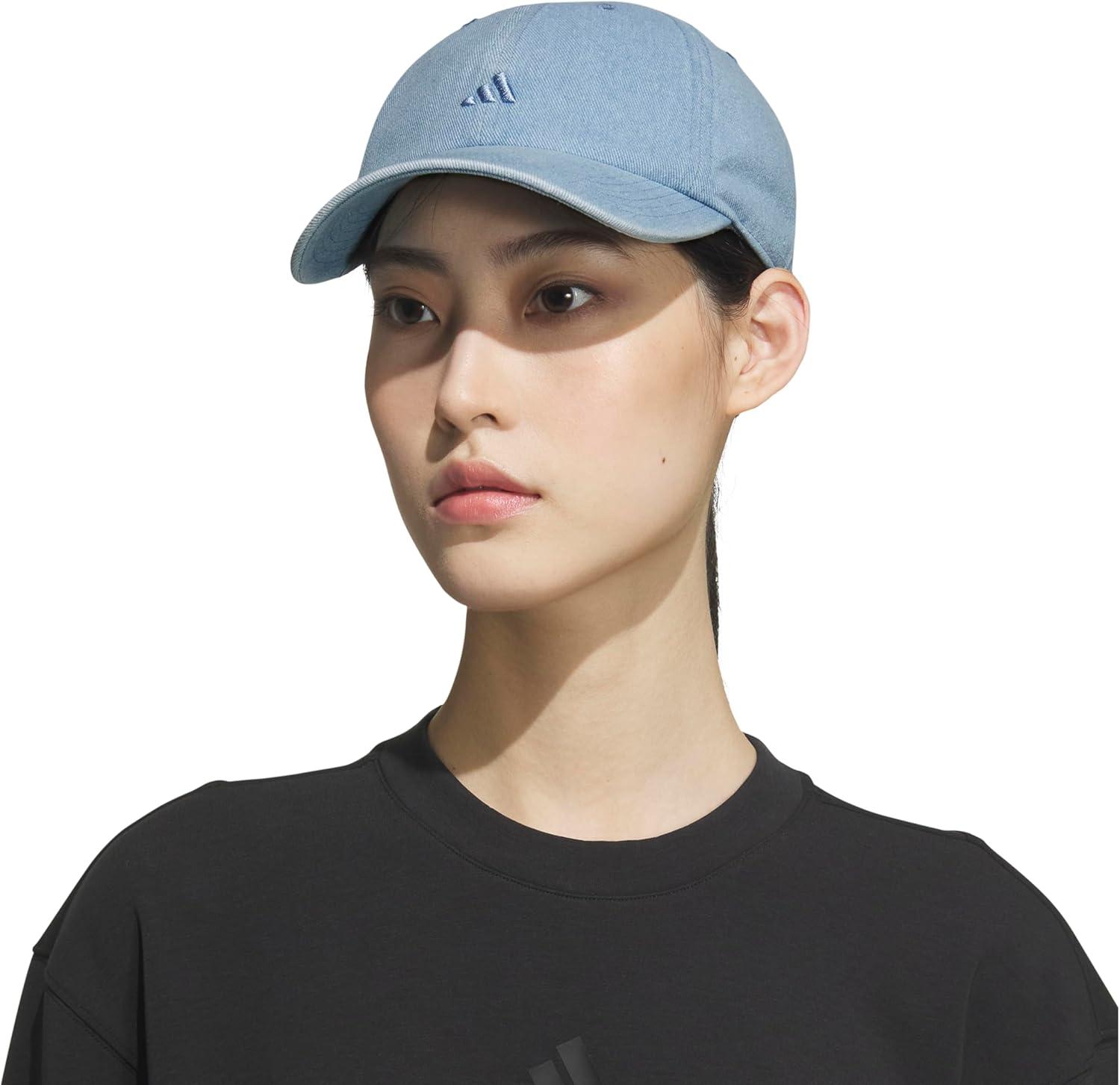 imageAdidas Womens Saturday Baseball Cap Adjustable Cotton Hat Athletic Relaxed FitLight Blue Denim30