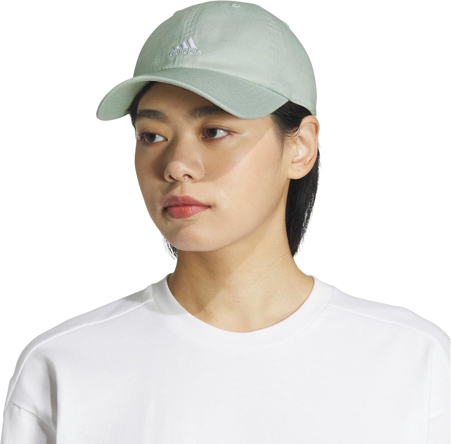 imageAdidas Womens Saturday Baseball Cap Adjustable Cotton Hat Athletic Relaxed FitLinen GreenWhite20