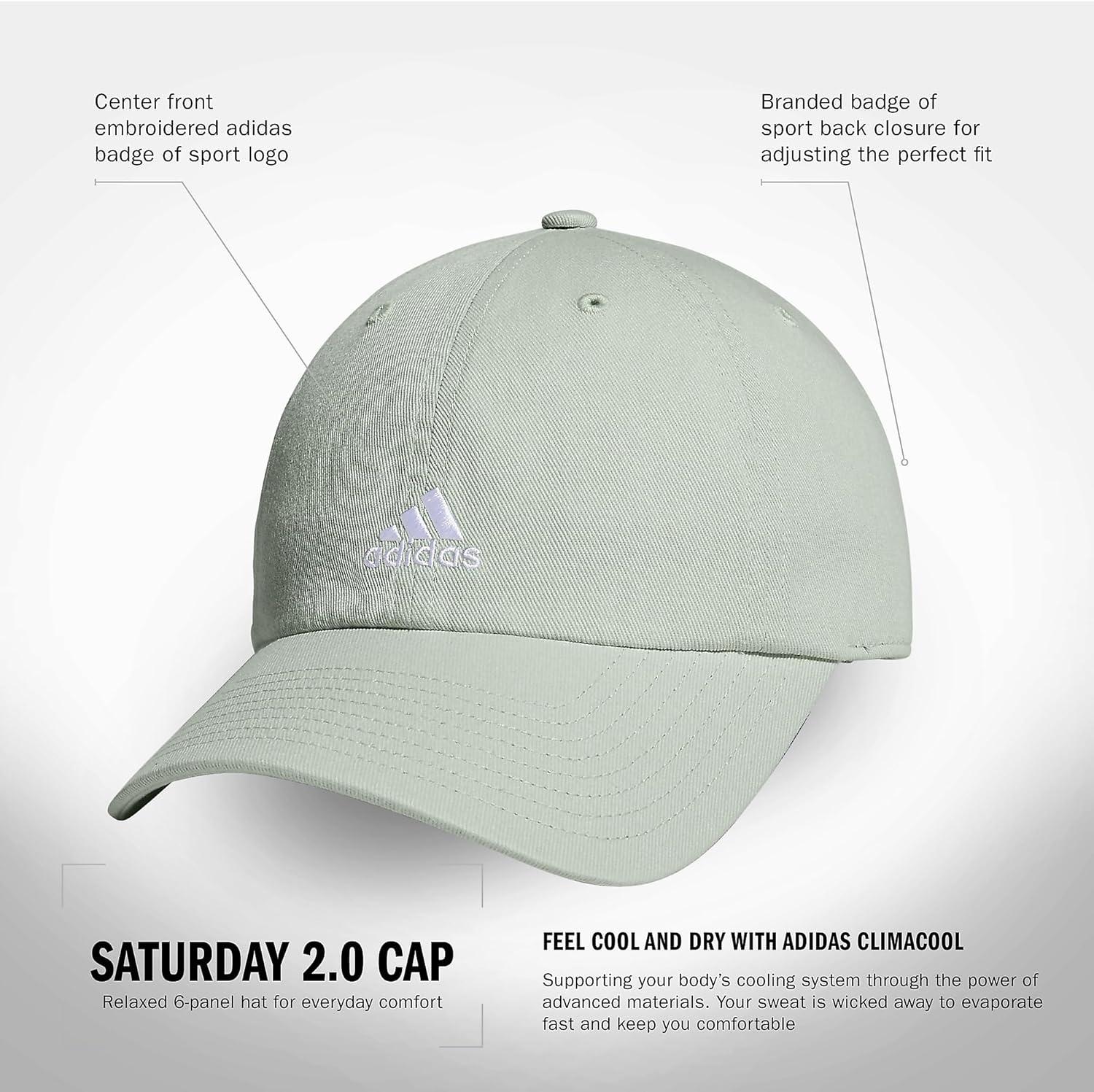 imageAdidas Womens Saturday Baseball Cap Adjustable Cotton Hat Athletic Relaxed FitLinen GreenWhite20