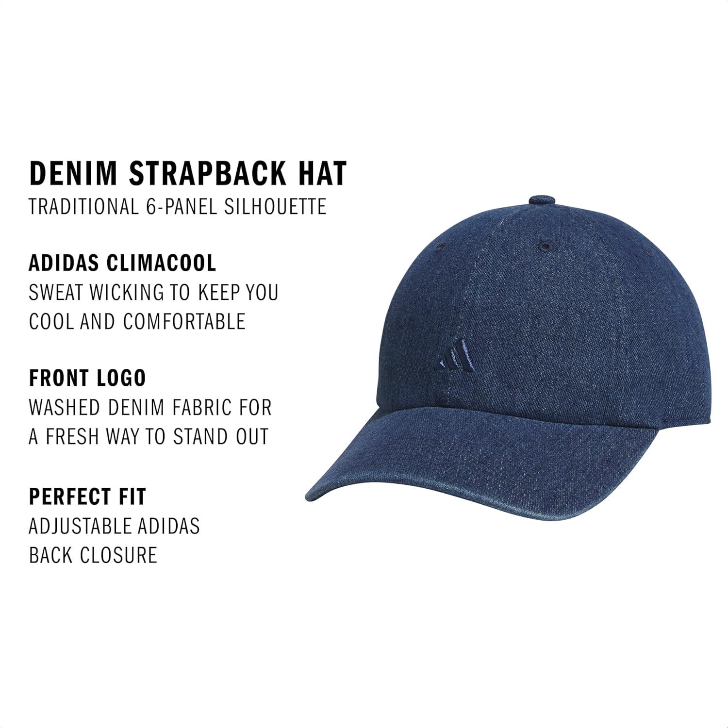 imageAdidas Womens Saturday Baseball Cap Adjustable Cotton Hat Athletic Relaxed FitMedium Blue Denim