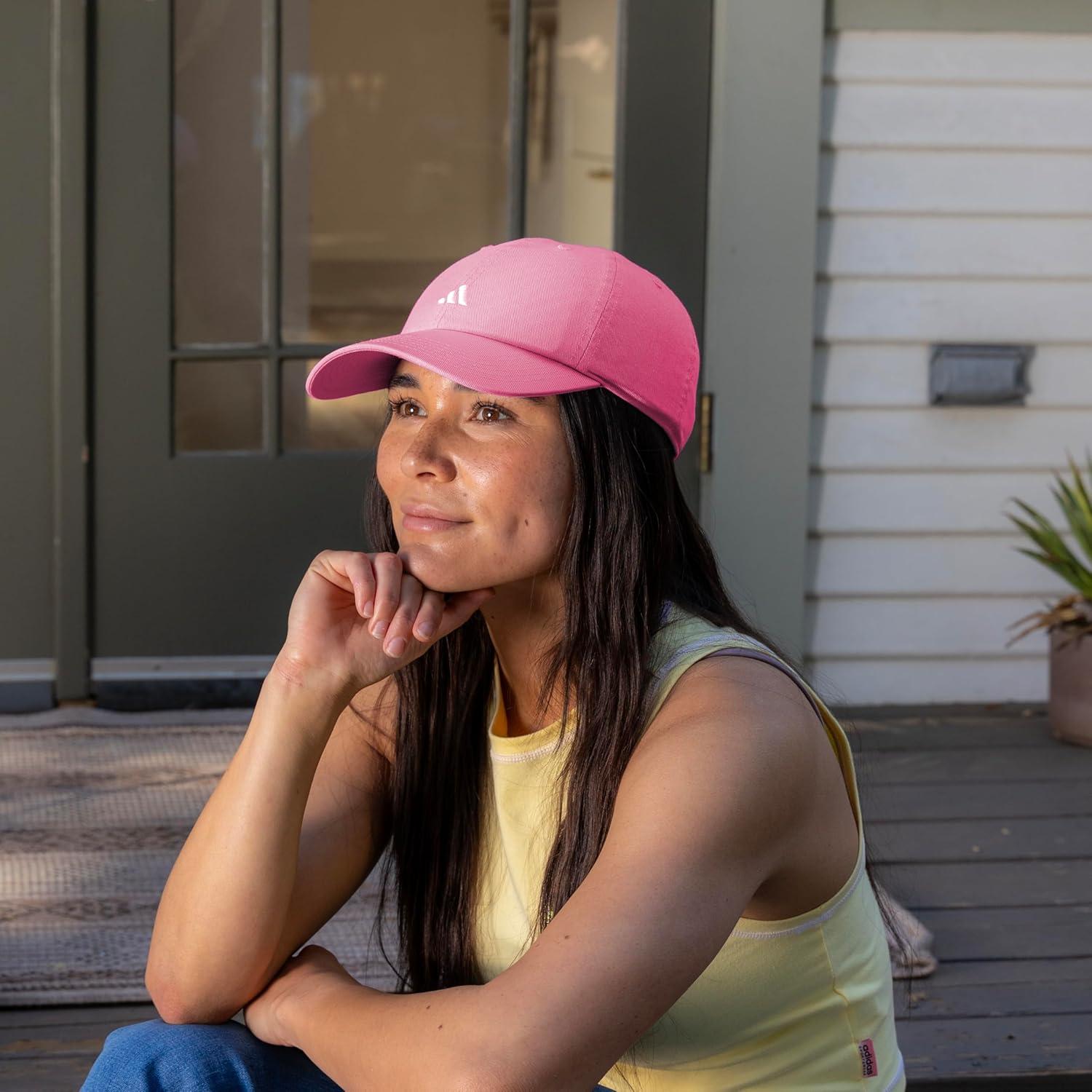 imageAdidas Womens Saturday Baseball Cap Adjustable Cotton Hat Athletic Relaxed FitPink FusionClear Pink