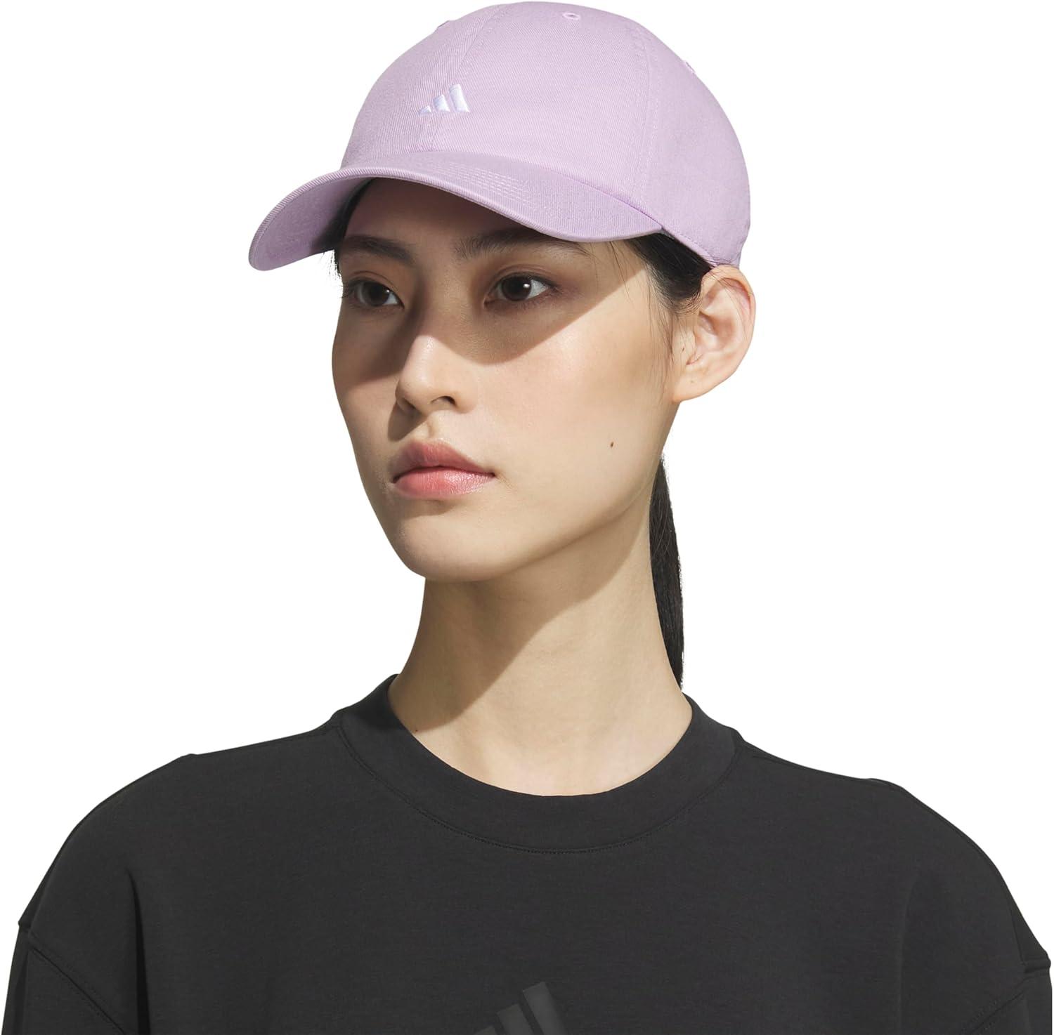 imageAdidas Womens Saturday Baseball Cap Adjustable Cotton Hat Athletic Relaxed FitPowder Plum PurpleWhite