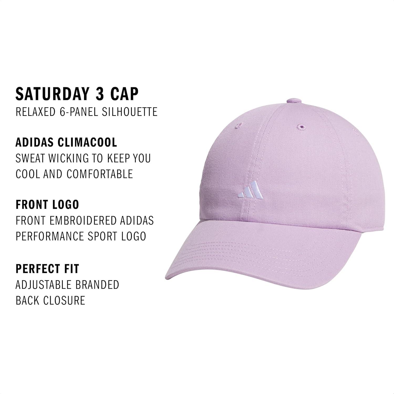 imageAdidas Womens Saturday Baseball Cap Adjustable Cotton Hat Athletic Relaxed FitPowder Plum PurpleWhite