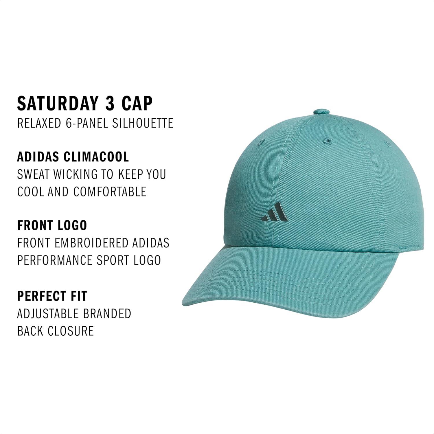 imageAdidas Womens Saturday Baseball Cap Adjustable Cotton Hat Athletic Relaxed FitPowder Teal GreenPreloved Teal Green