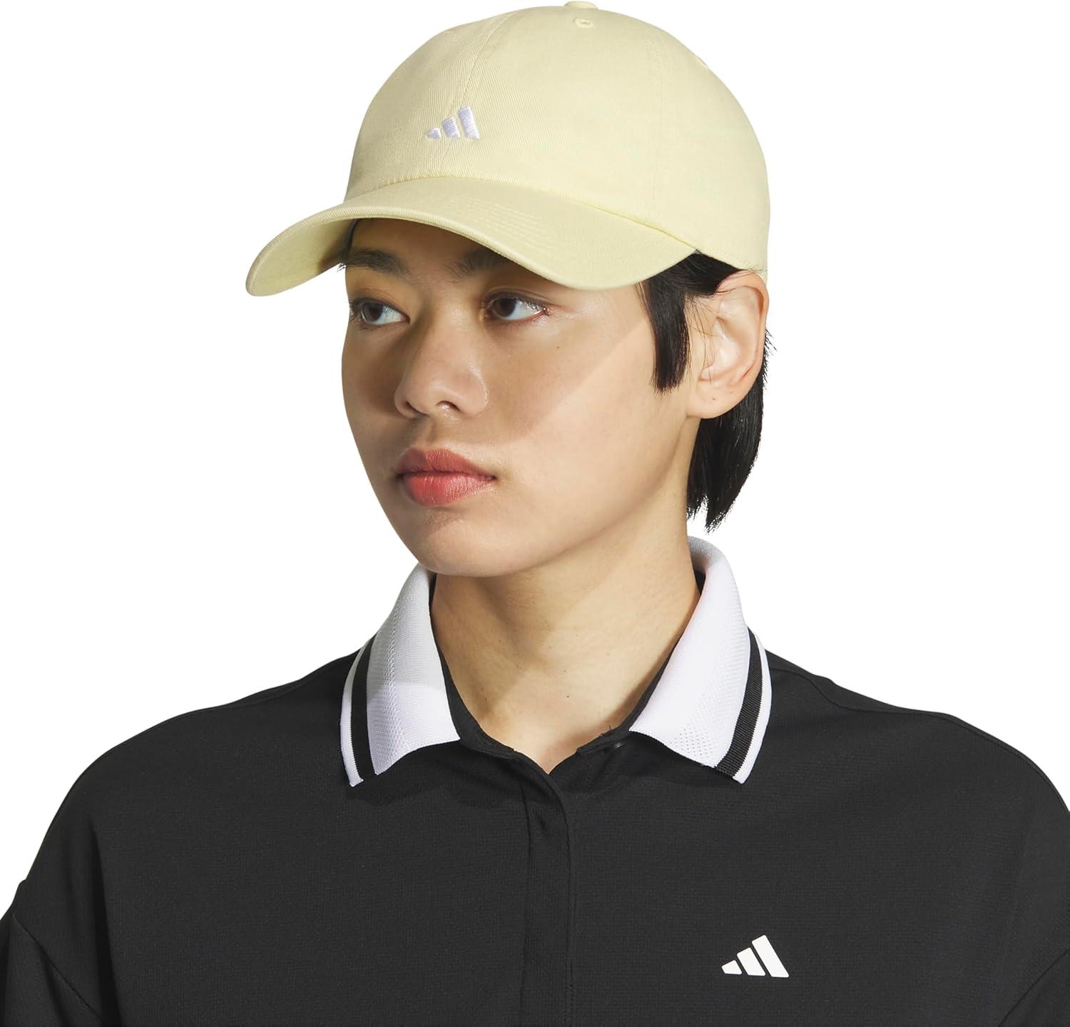 imageAdidas Womens Saturday Baseball Cap Adjustable Cotton Hat Athletic Relaxed FitPowder YellowWhite30