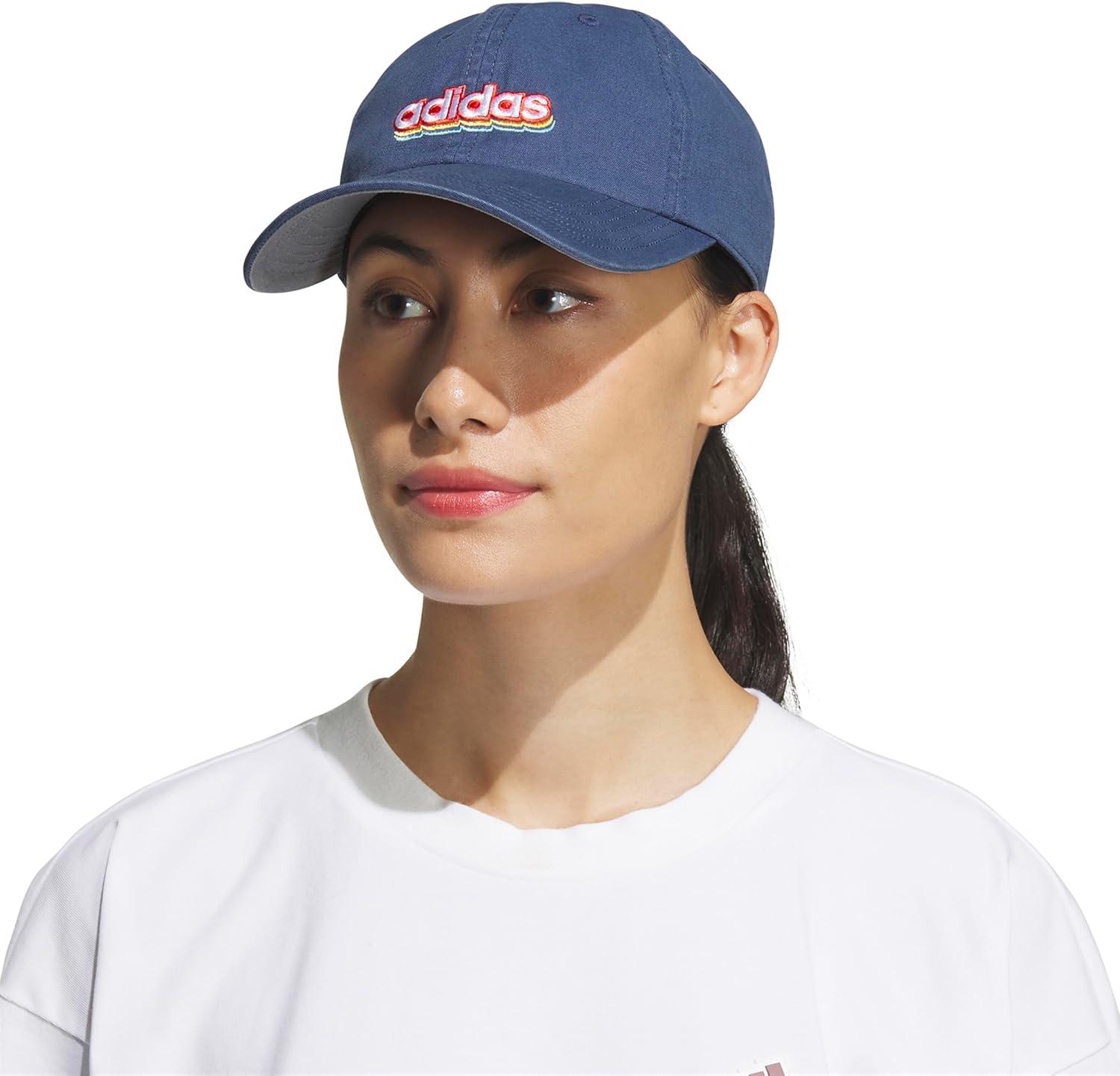 imageAdidas Womens Saturday Baseball Cap Adjustable Cotton Hat Athletic Relaxed FitPreloved Ink BlueWhiteBright Red20Graphic